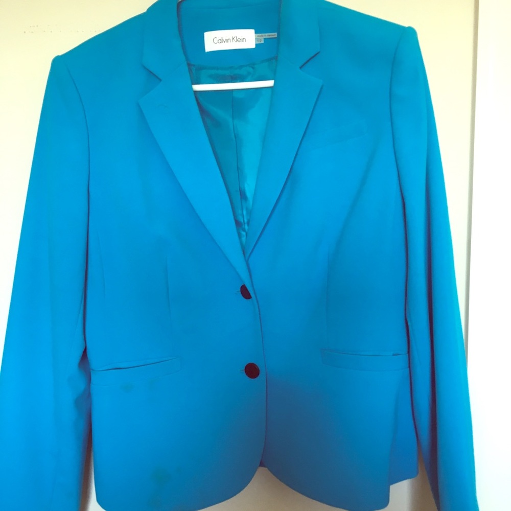 Calvin Klein suit jacket in turquoise size 12